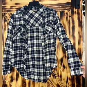 Passport Navy and White Plaid Shirt